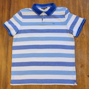Michael Kors Blue & White Stripe Polo Shirt - Size XL